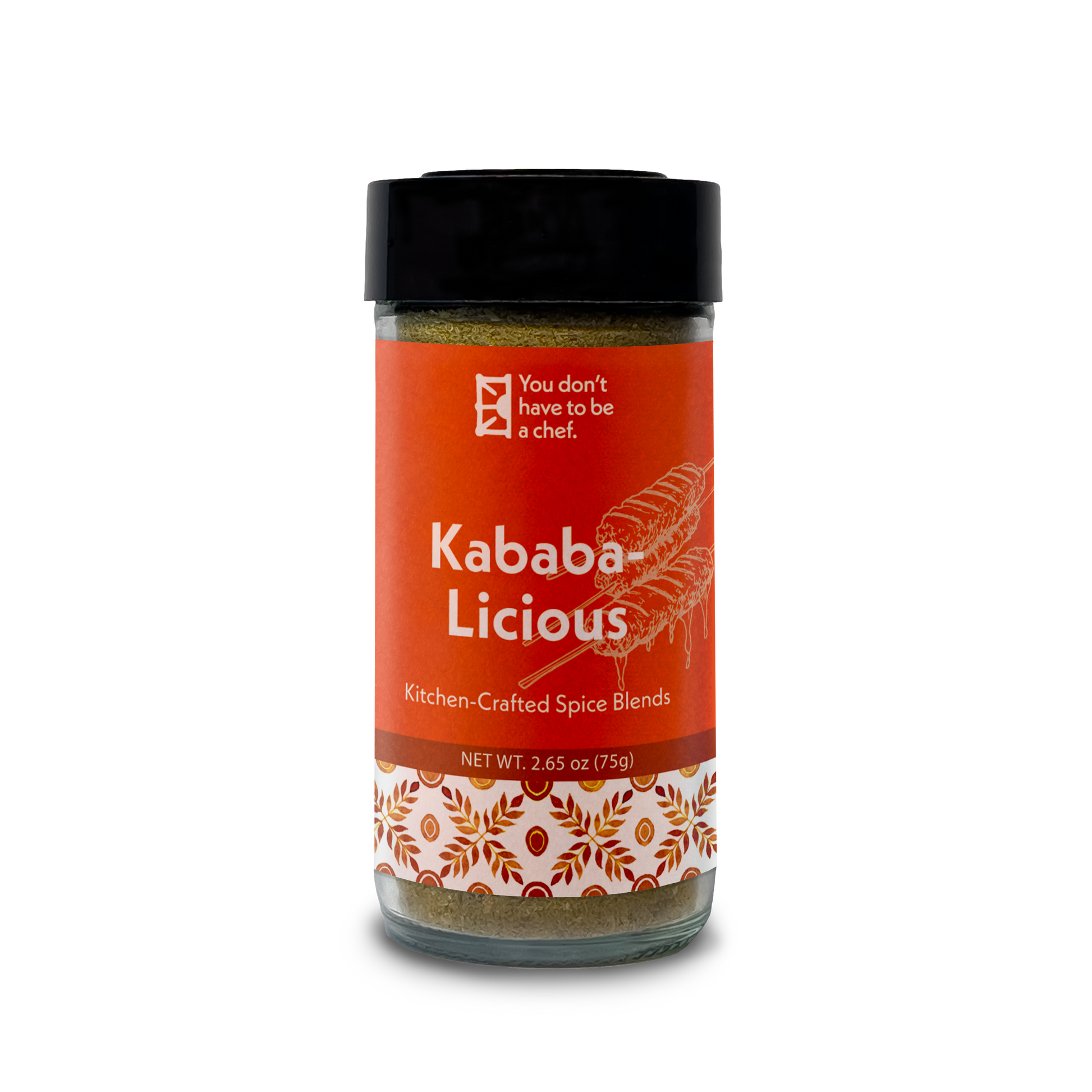 A bottle of Kababalicious spice blend. Middle Eastern kebab mix for making kofta kebabs with 8 expertly crafted spices, ideal for grilling or roasting.